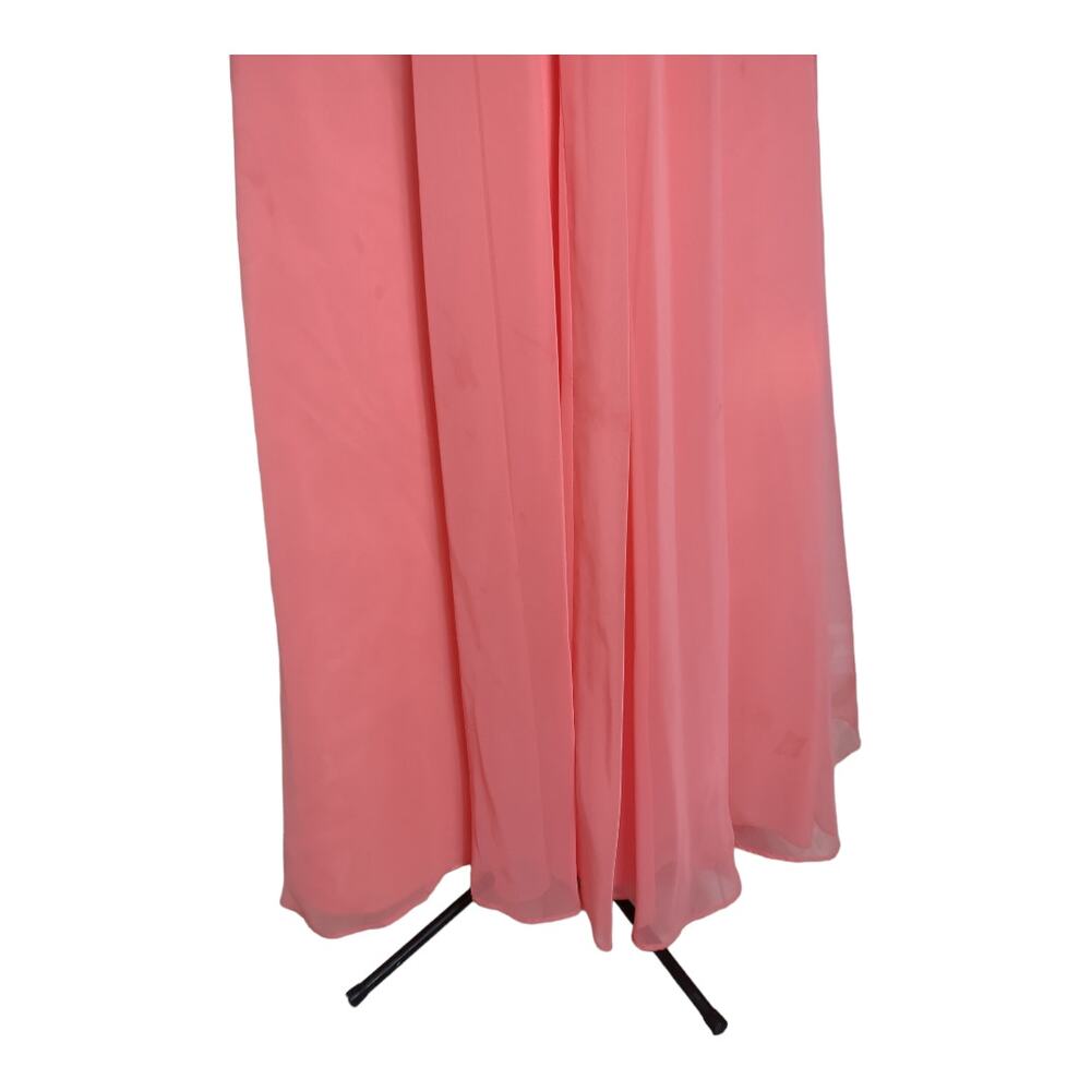 Vintage 2 Piece Long Maxi Evening Dress Matching Vest Coral Orange Chiffon 70s - Picture 10 of 13